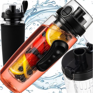 Trizand Αθλητικό Μπουκάλι Νερού με Φρουτοθήκη 1L Ματ Διάφανο/Μαύρο ... Trizand Αθλητικό Μπουκάλι Νερού με Φρουτοθήκη 1L Ματ Διάφανο/Μαύρο ...