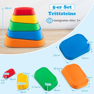 Costway  Πολύχρωμα Ισορροπιστικά Πέτρινα Οδόσημα για Παιδιά, Ορθογώ...