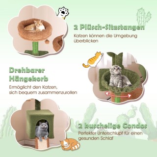 Costway  Μεγάλο Δέντρο Αναρρίχησης για Γάτες με Σχήμα Κάκτου και Πο...