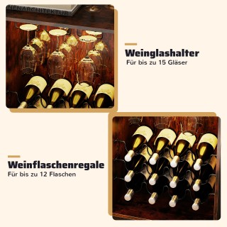 Costway Μπαρ Ντουλάπι με LED Φωτισμό & Τηλεχειριστήριο, Ρυθμιζόμενα...