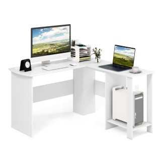 Costway Γραφείο Γωνιακό L-Σχήματος με 2 Οπές Καλωδίων & Ράφια 130 x...