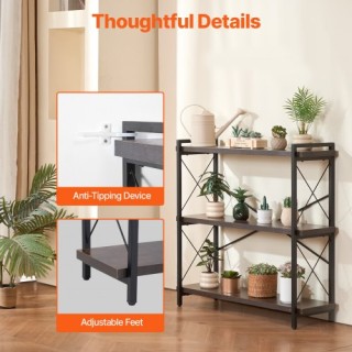 VEVOR Μεταλλική Βιβλιοθήκη Ρουστίκ Βιβλιοθήκη 3 Επιπέδων για Σαλόνι...