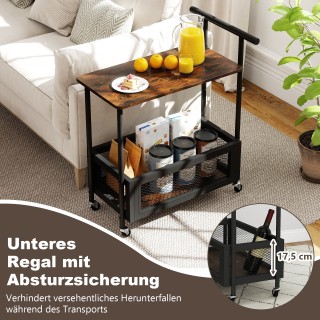 Costway Μαύρο Τραπεζάκι με Ρόδες και Λαβή, με Ανοιχτό Χώρο Αποθήκευ...