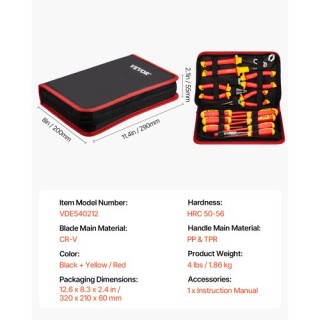 VEVOR Σετ Μονωμένων Κατσαβιδιών 12 Τεμαχίων για Ηλεκτρολόγους JYGJT... VEVOR Σετ Μονωμένων Κατσαβιδιών 12 Τεμαχίων για Ηλεκτρολόγους JYGJT...