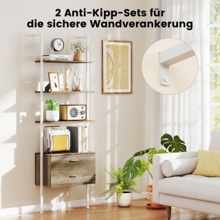 Costway Επιτοίχια Βιβλιοθήκη με 6 Ράφια και 2 Συρτάρια σε Γκρι Μετα... Costway Επιτοίχια Βιβλιοθήκη με 6 Ράφια και 2 Συρτάρια σε Γκρι Μετα...