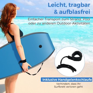 Costway Ανθεκτική Σανίδα Bodyboard με Άνετο XPE Κατάστρωμα και Ρυθμ...