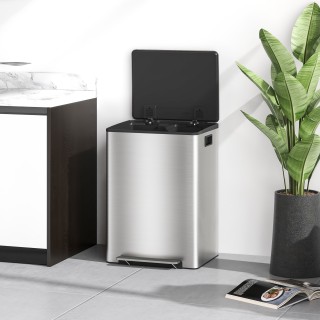 HOMCOM Κάδος Απορριμμάτων με 2 Διαμερίσματα 30L με Πεντάλ και Αθόρυ... HOMCOM Κάδος Απορριμμάτων με 2 Διαμερίσματα 30L με Πεντάλ και Αθόρυ...