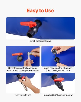 VEVOR Φορητή Δεξαμενή Νερού 330L, Αναδιπλούμενη και Ανθεκτική, Κατα...