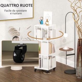 HOMCOM Μοντέρνα Βιβλιοθήκη με 3 Ράφια από Μεταλλικό Πλέγμα με Ρόδες...