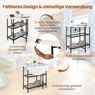 Costway Πτυσσόμενο Τραπέζι Φαγητού με Όψη Μαρμάρου για 2-4 Άτομα Λε...