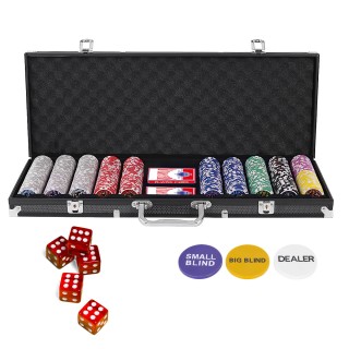 Costway  Σετ Πόκερ με 500 Μάρκες και Αξεσουάρ σε Αλουμινένια Θήκη Μ...