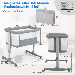 Costway Πολυλειτουργικό Βρεφικό Κρεβάτι & Λίκνο & Παιδικό Κρεβάτι μ...