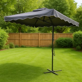 BAKAJI Κεντρική Ομπρέλα Κήπου 2,5μ με Πλάγιο Πόλο και Γκρι Αποχρώσε...