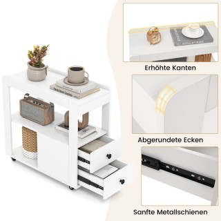 Costway Λευκός Τροχήλατος Σταθμός Εκτυπωτή με Συρτάρια και Ράφια JV...