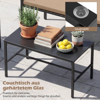 Costway Σετ κήπου 4 τεμαχίων από ρατάν με πολυθρόνες, διθέσιο καναπ...