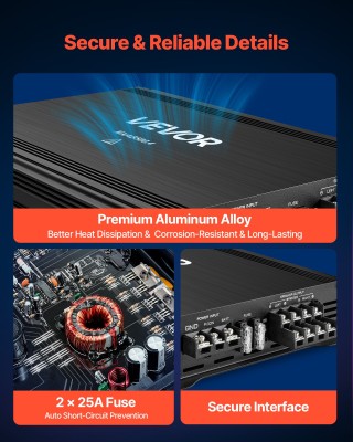 VEVOR Ενισχυτής Αυτοκινήτου 4 Καναλιών Bridgeable Class AB, Μέγ. 4x... VEVOR Ενισχυτής Αυτοκινήτου 4 Καναλιών Bridgeable Class AB, Μέγ. 4x...