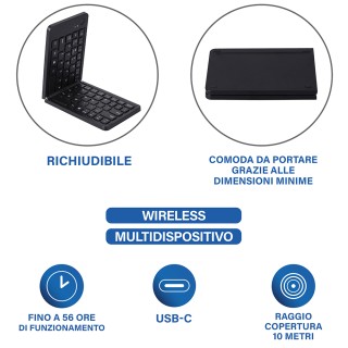 Kooper Διπλωμένο, Επαναφορτιζόμενο Ασύρματο Πληκτρολόγιο σε Μαύρο A... Kooper Διπλωμένο, Επαναφορτιζόμενο Ασύρματο Πληκτρολόγιο σε Μαύρο A...