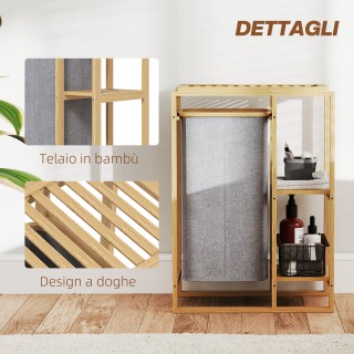 HOMCOM Καλάθι Απλύτων με Αποσπώμενη Τσάντα και Ράφια από Μπαμπού, ... HOMCOM Καλάθι Απλύτων με Αποσπώμενη Τσάντα και Ράφια από Μπαμπού, ...