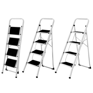 BAKAJI  Σκάλα Αναδιπλούμενη 4 Σκαλοπατιών Αντιολισθητική Σκαμπό Σκα...