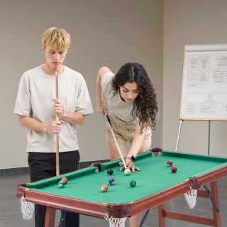 VEVOR Φορητό Τραπέζι Μπιλιάρδου 140cm με Πλήρες Σετ & Πτυσσόμενη Σχ...