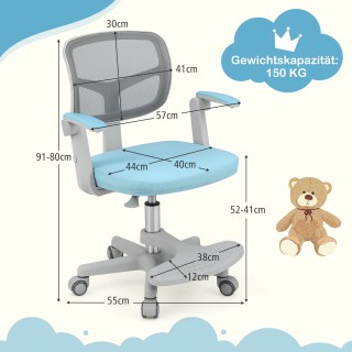 Costway Παιδική Καρέκλα Γραφείου Ρυθμιζόμενη 41-52 cm με Ροδάκια Μπ... Costway Παιδική Καρέκλα Γραφείου Ρυθμιζόμενη 41-52 cm με Ροδάκια Μπ...
