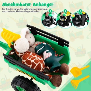 Costway  3-σε-1 Παιδικό Τρακτέρ με Κουβά, Εκσκαφέα και Αποσπώμενο Τ...