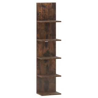 Costway Καφέ κάθετο επιτοίχιο ξύλινο ράφι 5 επιπέδων, 129 x 21,5 x ...