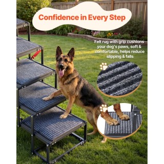 VEVOR Σκάλα Αυτοκινήτου για Σκύλους 5 Σκαλοπατιών Πτυσσόμενη με Αντ...