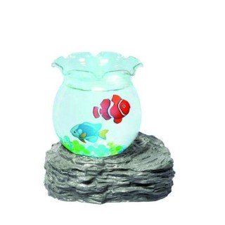 BAKAJI Λεκάνη Μπολ Φωτιστικό Ψαράκια με Βραχώδη Βάση Επιτραπέζιο 01...