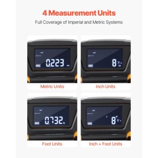 VEVOR Μετρητική Ταινία 2-σε-1 με Laser, 41 μέτρα Επαναφορτιζόμενη Λ...