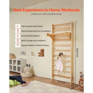 VEVOR Ξύλινη Σουηδική Σκάλ... σκευή 10 Επιπέδων για Παιδιά SMPPGSM1...
