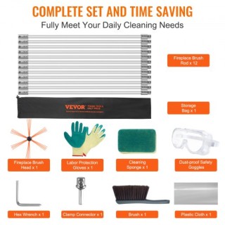 Σετ Καθαρισμού Καμινάδας VEVOR 12m με 12 Ράβδους Νάιλον  YCS39YC1PC...