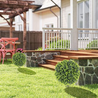 HOMCOM Σετ 2 Τεχνητών Φυτών Μπόξου Ύψους 40 εκ. με Ενσωματωμένο Πικ...