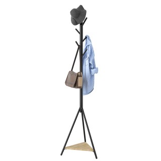 BAKAJI  Μαύρη κρεμάστρα δαπέδου εξοικονόμησης χώρου με 6 γάντζους κ...