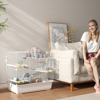 PawHut Κλουβί για χάμστερ με 4 επίπεδα, σωλήνες, τροχό, 3 πόρτες κα... PawHut Κλουβί για χάμστερ με 4 επίπεδα, σωλήνες, τροχό, 3 πόρτες κα...