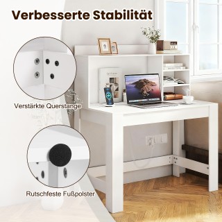 Costway Λευκός Γραφειακός Υπολογιστής με Ανώτερο Ντουλάπι και Ενσωμ...