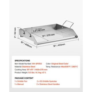 VEVOR Επίπεδη Πλάκα Ψησίματος Ανοξείδωτη 18x16 ιντσών BBQ DCJPBXG18... VEVOR Επίπεδη Πλάκα Ψησίματος Ανοξείδωτη 18x16 ιντσών BBQ DCJPBXG18...