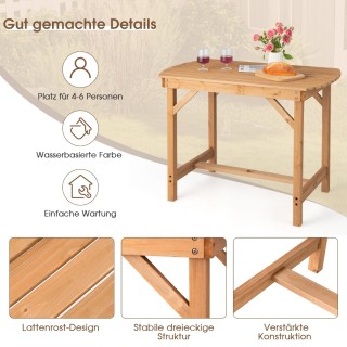 Costway  Τραπέζι Εξωτερικού Χώρου από Ξύλο Έλατου με Οπή Ομπρέλας 4...