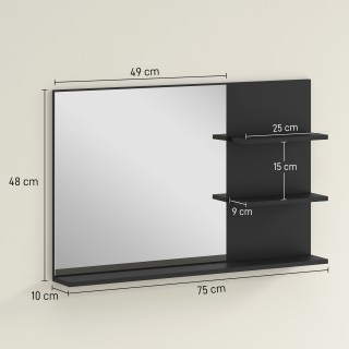 Kleankin Μοντέρνος Καθρέφτης Μπάνιου 75x10x48 εκ, Μαύρος 834-652V00BK