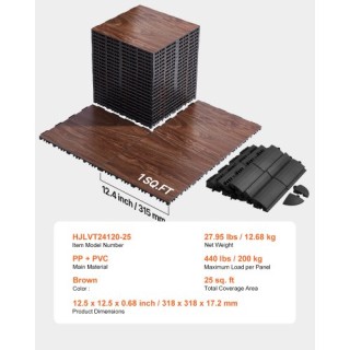 VEVOR Σετ 25 Τεμαχίων Δαπέδου Γυμναστηρίου με Διασυνδεόμενα Πλακίδι...