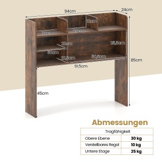 Costway Ράφι Επιφάνειας Γραφείου με 6 Ράφια, 3 Επίπεδα (94cm x 24cm...