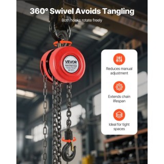 VEVOR Χειροκίνητος Αλυσοτροχός 1 Τόνου με Αναβαθμισμένη Γαλβανισμέν...