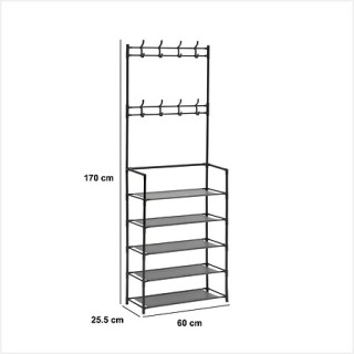 Μεταλλικός Καλόγερος Εισόδου με 8 Γάντζους & 5 Ράφια 60 x 25,5 x 17... Μεταλλικός Καλόγερος Εισόδου με 8 Γάντζους & 5 Ράφια 60 x 25,5 x 17...
