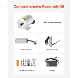 VEVOR Σετ Ηλεκτρικού Κινητήρα Χωρίς Ψήκτρες 1800W 48V 4500rpm & Ελε...