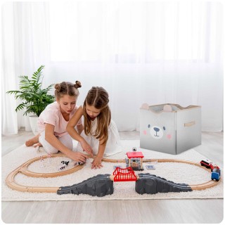 Παιδικό Καλάθι Αποθήκευσης & Χαλάκι Παιχνιδιού Υφασμάτινο 33 × 39 ×...