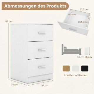 Costway Κομοδίνο με Σταθμό Φόρτισης, Μοντέρνο Κομοδίνο με 3 Συρτάρι...