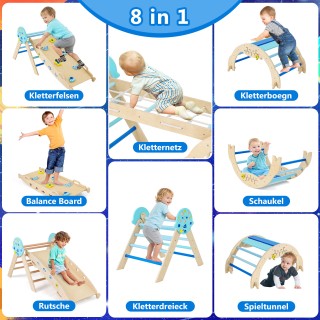 Costway Σύστημα Αναρρίχησης 9 σε 1 Montessori με Τόξο, Σχοινί & Σκά...