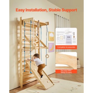 VEVOR Ξύλινη Εσωτερική Παιδική Χαρά Σουηδική Σκάλα 8 σε 1 SMPPGSM15...