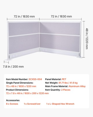 VEVOR Διαχωριστικά Γραφείου  2-Pack 1.83m x 1.22m BGSGDQW72H48UVV1N...