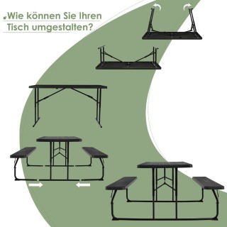 Costway  Πτυσσόμενο Σετ Πικνίκ με Πάγκους για Οικογενειακές Εκδρομέ...